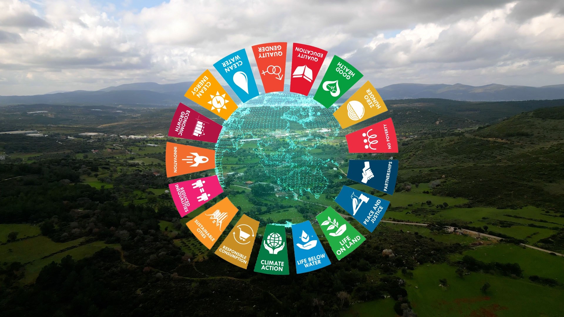 Sustainable Development Climate Action i Motion Graphic Animation 17 Global Goals Concept .